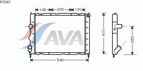 Радиатор, охлаждение двигателя AVA QUALITY COOLING RT2267