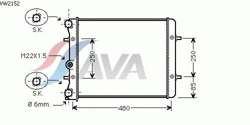 Радиатор, охлаждение двигателя AVA QUALITY COOLING VW2152