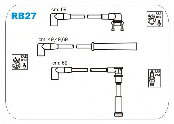 Комплект высоковольтных проводов JANMOR RB27