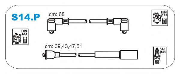 Комплект высоковольтных проводов JANMOR S14.P