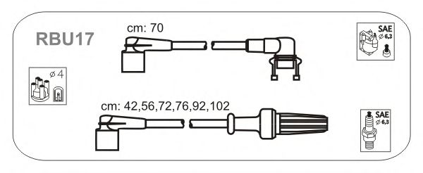 Комплект высоковольтных проводов JANMOR RBU17