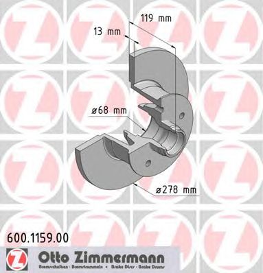 Гальмівний диск ZIMMERMANN 600.1159.00