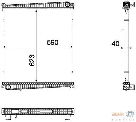 Радиатор, охлаждение двигателя HELLA 8MK 376 733-701