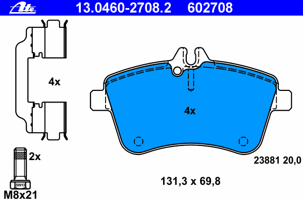 Тормозные колодки ATE 13.0460-2708.2