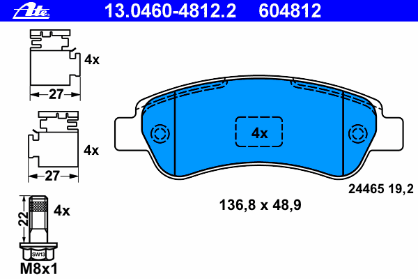 Тормозные колодки ATE 13.0460-4812.2