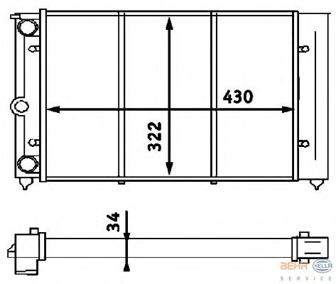 Радиатор, охлаждение двигателя BEHR HELLA SERVICE 8MK 376 713-324 BEHR HELLA SERVICE Version ALTERNATIVE