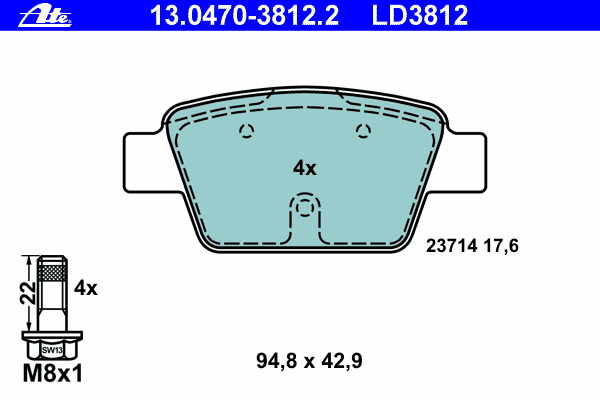 Тормозные колодки ATE 13.0470-3812.2 ATE Ceramic