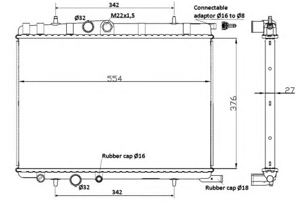 Радиатор, охлаждение двигателя NRF 53424