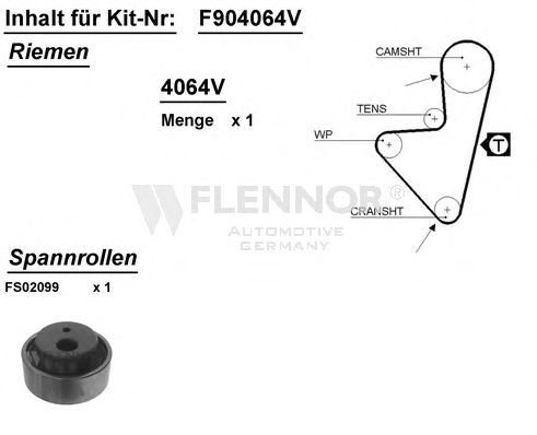 Комплект ремня ГРМ FLENNOR F904064V
