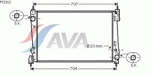 Радиатор, охлаждение двигателя AVA QUALITY COOLING FT2312