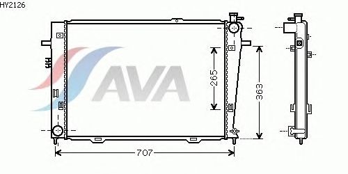 Радиатор, охлаждение двигателя AVA QUALITY COOLING HY2126