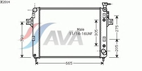 Радіатор, охолодження двигуна AVA QUALITY COOLING JE2014