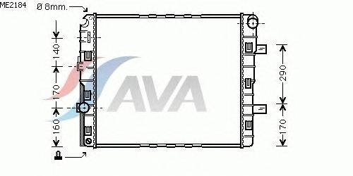 Радиатор, охлаждение двигателя AVA QUALITY COOLING ME2184