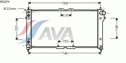 Радиатор, охлаждение двигателя AVA QUALITY COOLING MZ2074