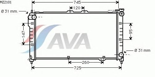 Радиатор, охлаждение двигателя AVA QUALITY COOLING MZ2101