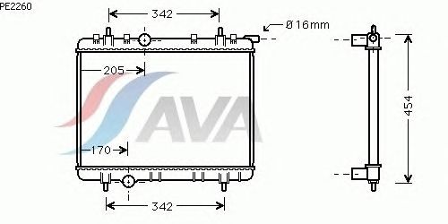 Радиатор, охлаждение двигателя AVA QUALITY COOLING PE2260