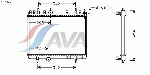 Радиатор, охлаждение двигателя AVA QUALITY COOLING PE2265