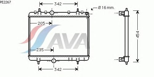 Радиатор, охлаждение двигателя AVA QUALITY COOLING PE2267