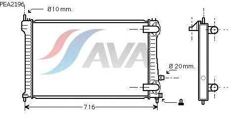 Радиатор, охлаждение двигателя AVA QUALITY COOLING PEA2196