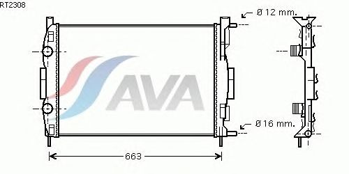 Радиатор, охлаждение двигателя AVA QUALITY COOLING RT2308