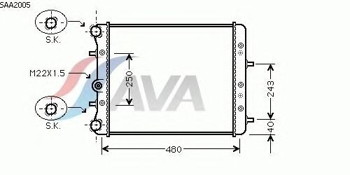 Радиатор, охлаждение двигателя AVA QUALITY COOLING SAA2005