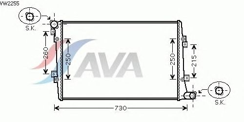 Радиатор, охлаждение двигателя AVA QUALITY COOLING VW2255