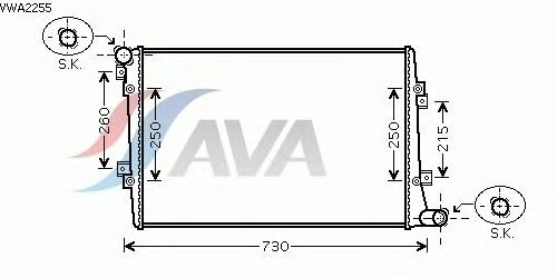 Радиатор, охлаждение двигателя AVA QUALITY COOLING VWA2255