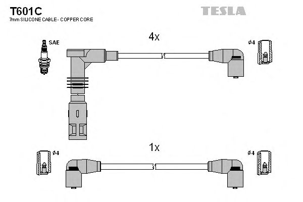 Комплект высоковольтных проводов TESLA T601C