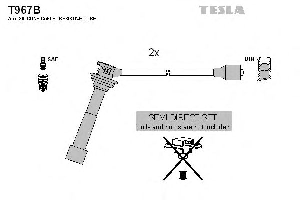 Комплект высоковольтных проводов TESLA T967B