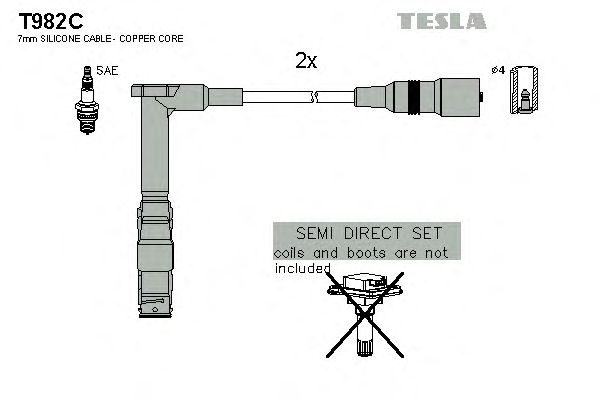 Комплект высоковольтных проводов TESLA T982C