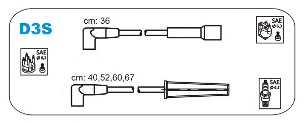 Комплект высоковольтных проводов JANMOR D3S
