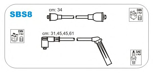 Комплект високовольтних проводів JANMOR SBS8