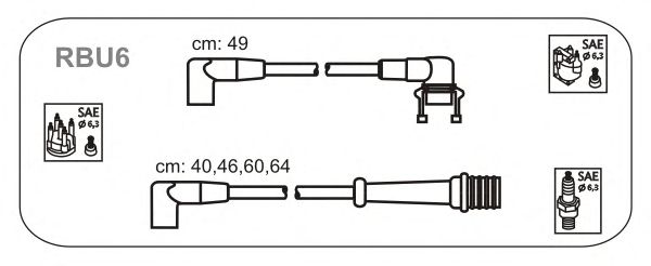 Комплект высоковольтных проводов JANMOR RBU6