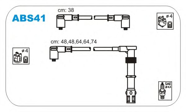 Комплект высоковольтных проводов JANMOR ABS41