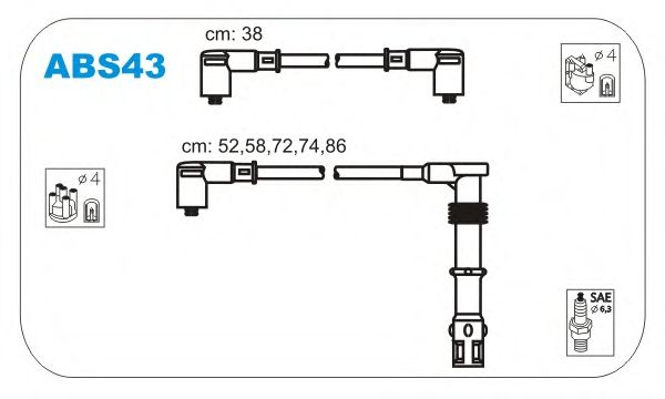 Комплект высоковольтных проводов JANMOR ABS43