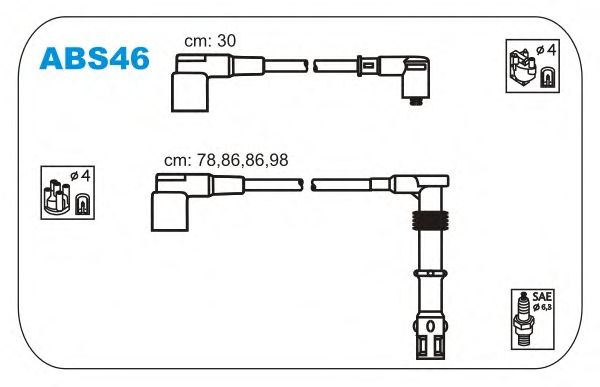 Комплект високовольтних проводів JANMOR ABS46