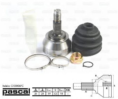 Комплект ШРУСов PASCAL G1D006PC