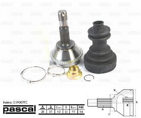 Комплект ШРУСов PASCAL G1F007PC