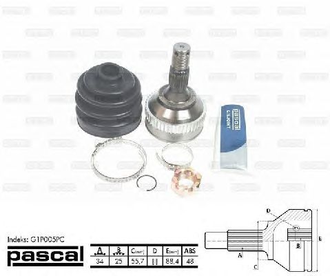 Комплект ШРУСов PASCAL G1P005PC