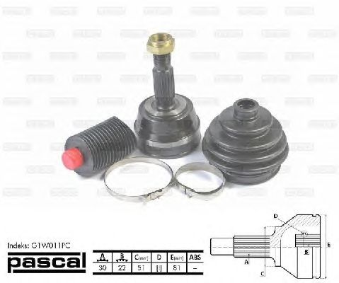 Комплект ШРУСов PASCAL G1W011PC
