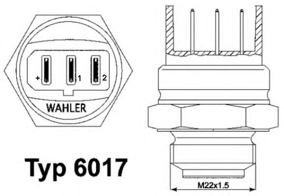 Термовыключатель, вентилятор радиатора WAHLER 6017.85D