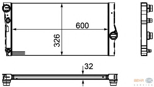 Радиатор, охлаждение двигателя HELLA 8MK 376 755-371