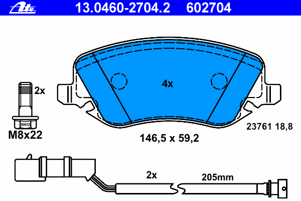 Тормозные колодки ATE 13.0460-2704.2
