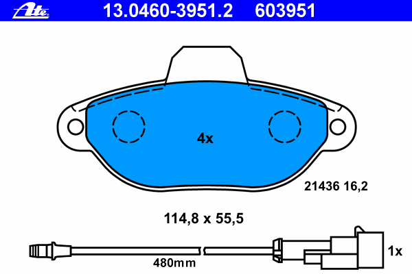 Тормозные колодки ATE 13.0460-3951.2