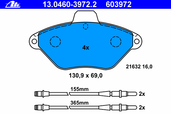 Тормозные колодки ATE 13.0460-3972.2