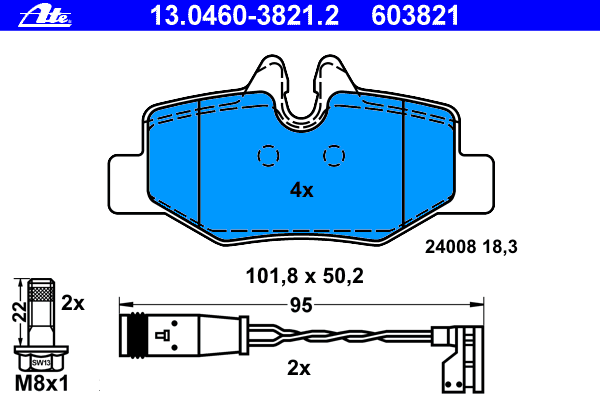 Тормозные колодки ATE 13.0460-3821.2