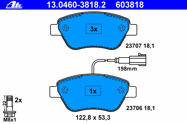 Тормозные колодки ATE 13.0460-3818.2