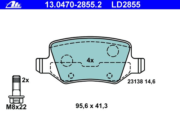 Тормозные колодки ATE 13.0470-2855.2 ATE Ceramic