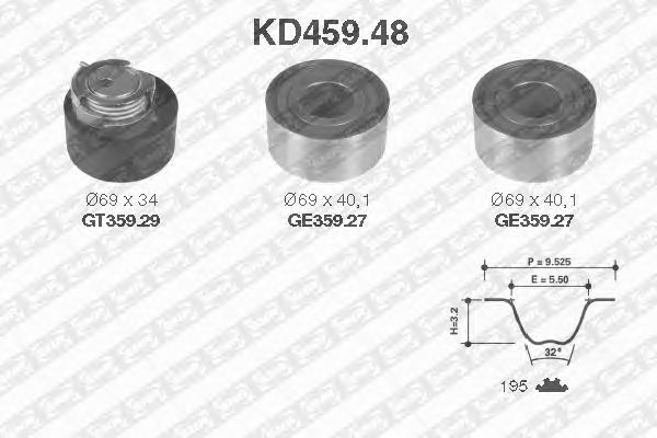 Комплект ремня ГРМ SNR KD459.48