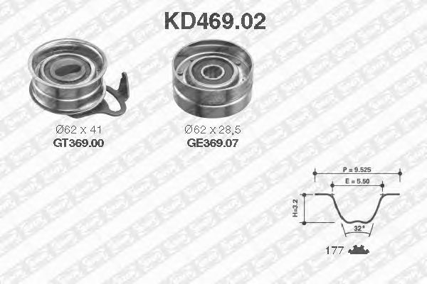 Комплект ремня ГРМ SNR KD469.02
